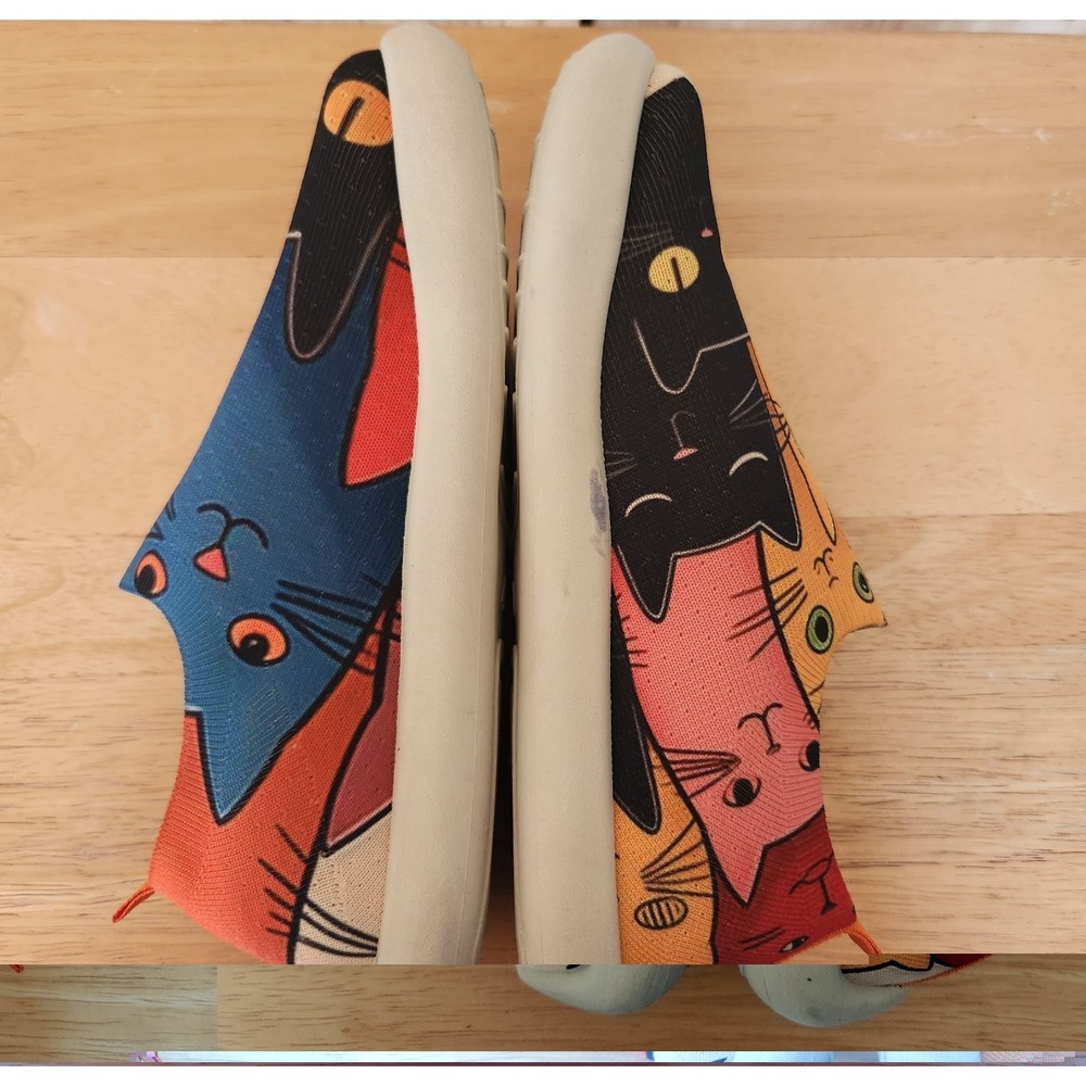 Cat Slip On Art Deco Colorful Shoes Size 9.5 Pet Kitty Unique - Picture 5 of 7